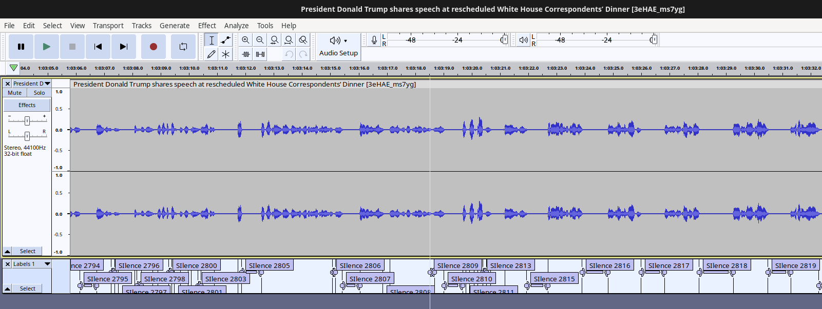 Audacity - show all labels created